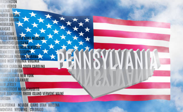 istock Pennsylvania inscription on American flag background  3D illustration 981532242