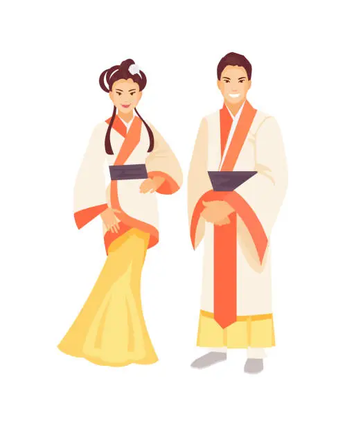 Vector illustration of Chinese costume vector
