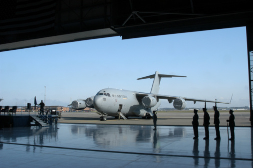 Léopold Sédar Senghor International Airport in Dakar, Senegal, March 14th, 2013. French Air Force crews are preparing their E-3 Sentry aircraft for surveillance flights overhead Mali and other West African countries.