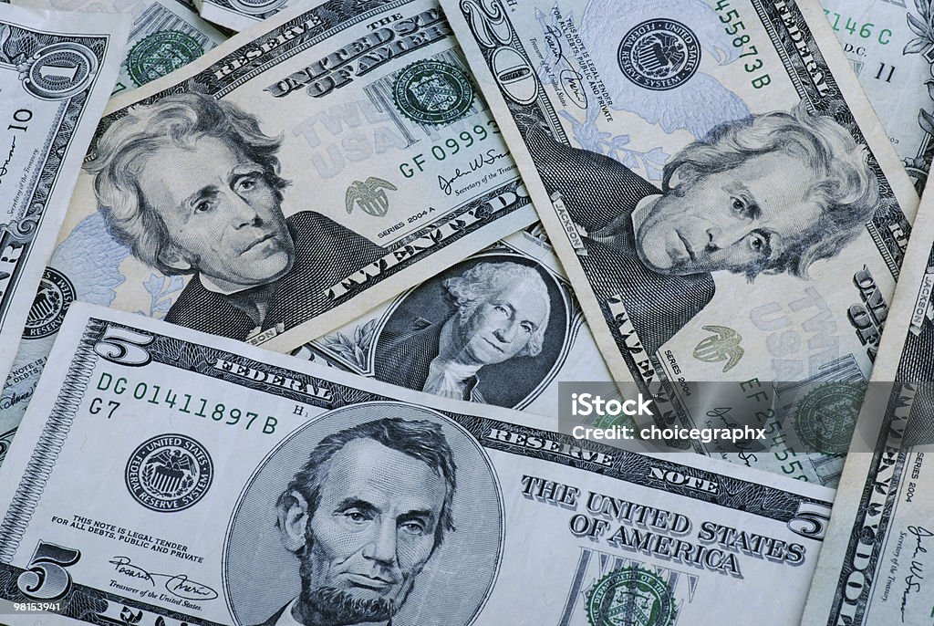US Dollars - Money  American One Dollar Bill Stock Photo
