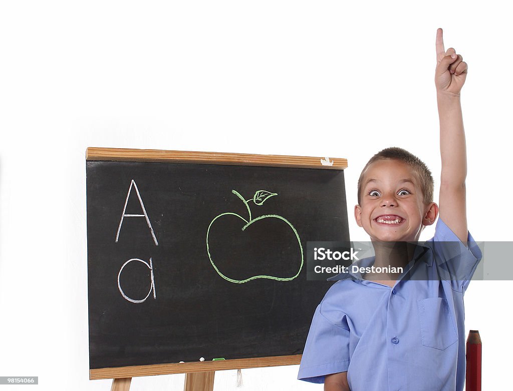 Primary school boy  Blue Stock Photo