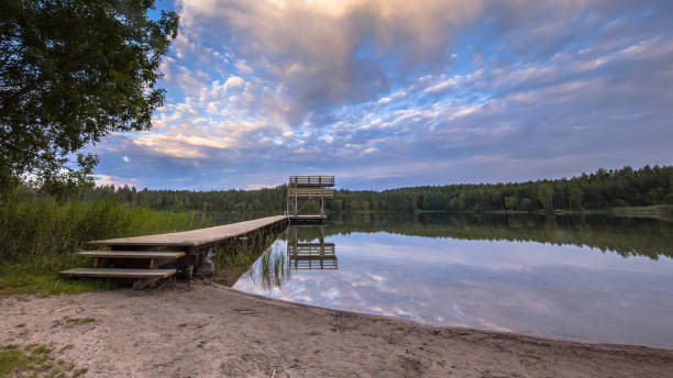 istock Swimming pier with diving board on tower 981541490