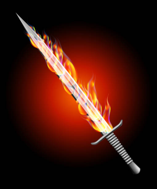 Silver Sword 1 Stock Illustration - Download Image Now - Sword, Flame, Arm  - iStock