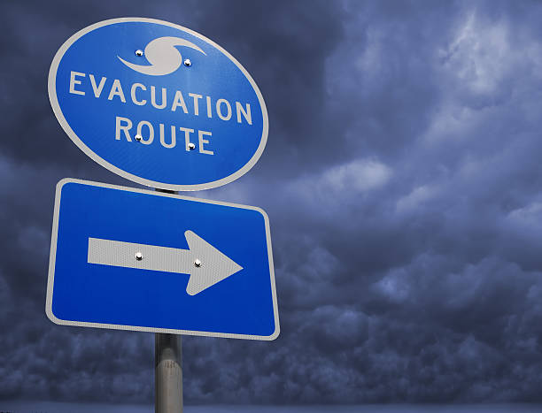 istock Highway sign pointing to a hurricane evacuation route 98154378