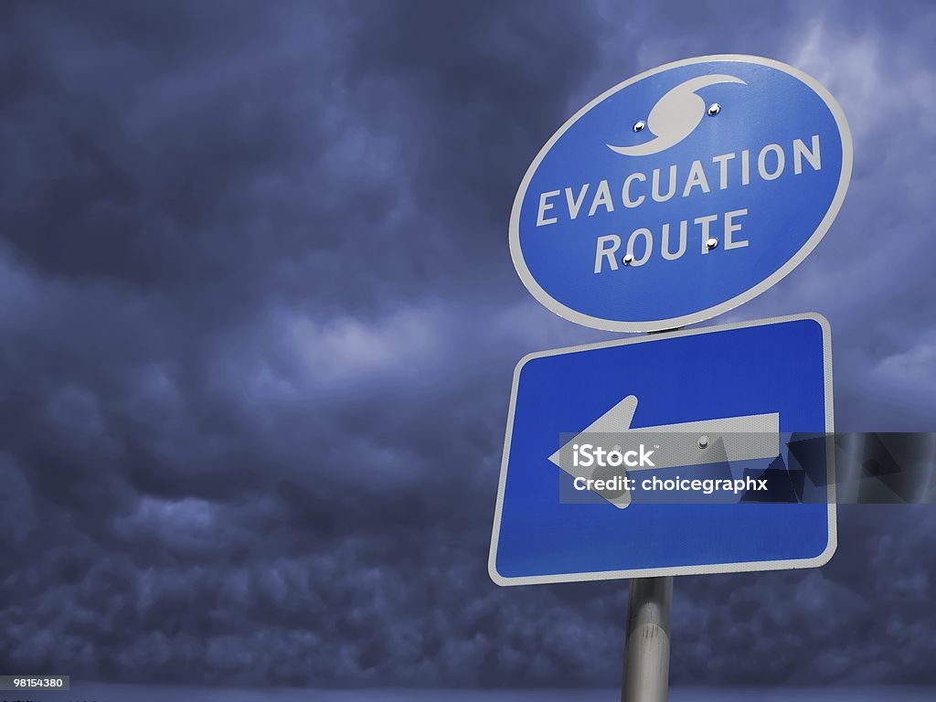 Hurricane Storm Evacuation Route Sign  Evacuation Stock Photo