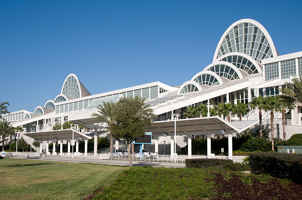 RLANDO, FL - Nov 5, 2015: The entrance to the Dolphin Hotel in Orlando, Florida, from the walkway that connects to the Swan, which is a sister to the Dolphin.