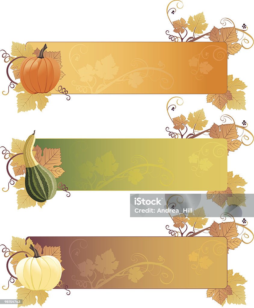 Bannières de la récolte d'automne - clipart vectoriel de Gourde - Cucurbitacée libre de droits