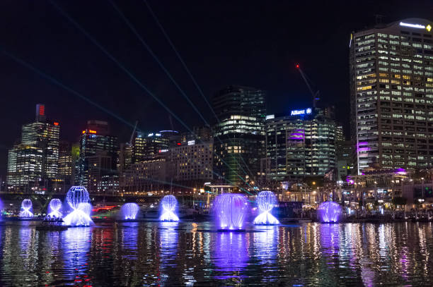 istock Spectacular water and light show in Darling Harbour 981593358