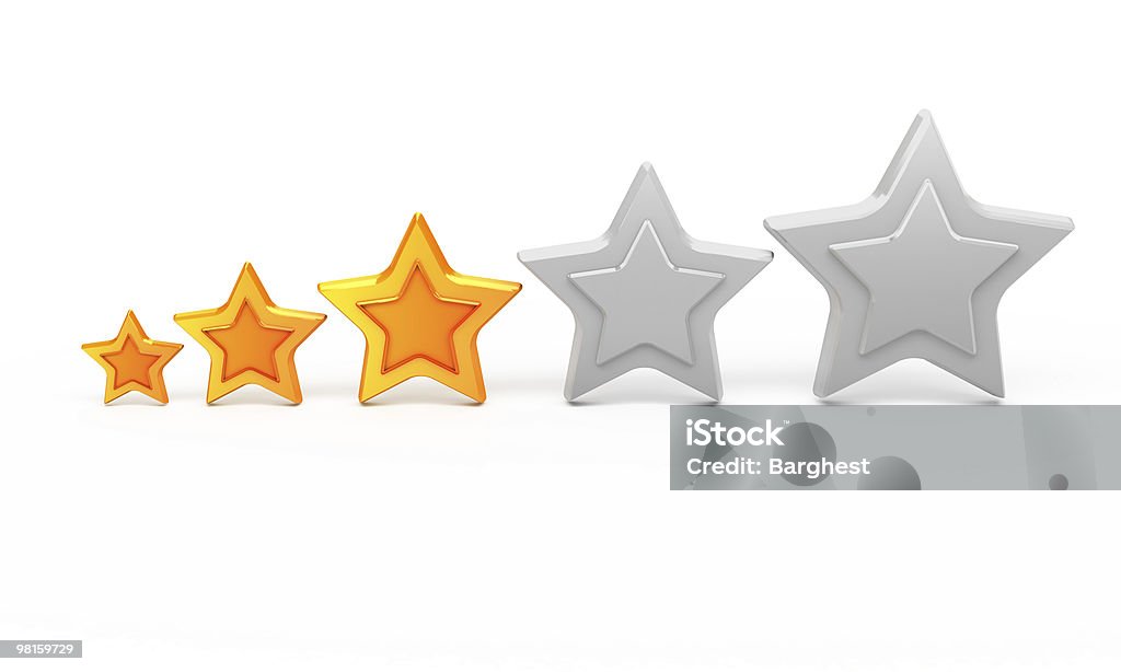 Tre gold stars per classificazione - Foto stock royalty-free di A forma di stella