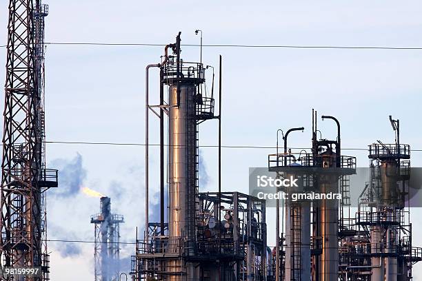 Oil Refinery Stock Photo - Download Image Now - Flame, Built Structure, Business