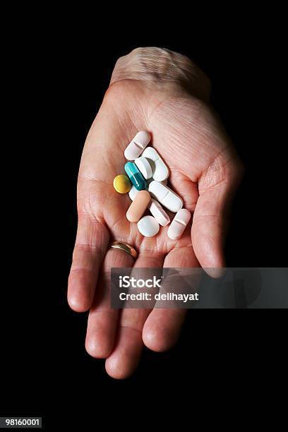 Colorful Drugs In Hand Stock Photo - Download Image Now - Acetylsalicylic Acid, Adult, Adults Only