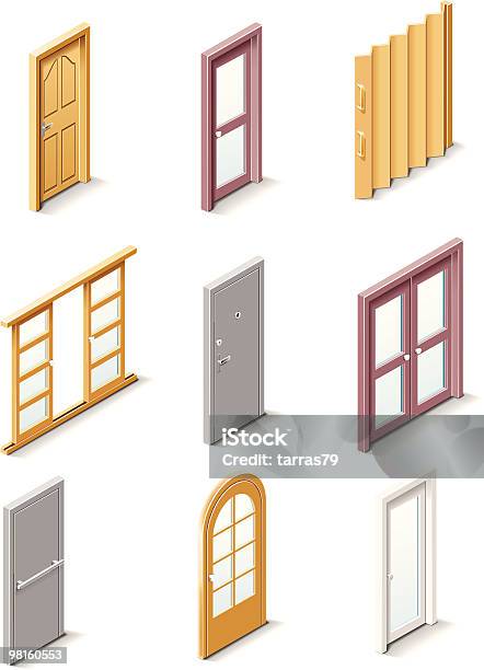 Building Products Icons Doors Stock Illustration - Download Image Now - Door, Aluminum, Building Entrance