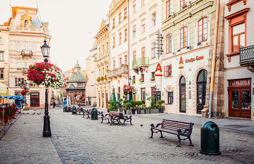 morning promenade in Lviv city centre