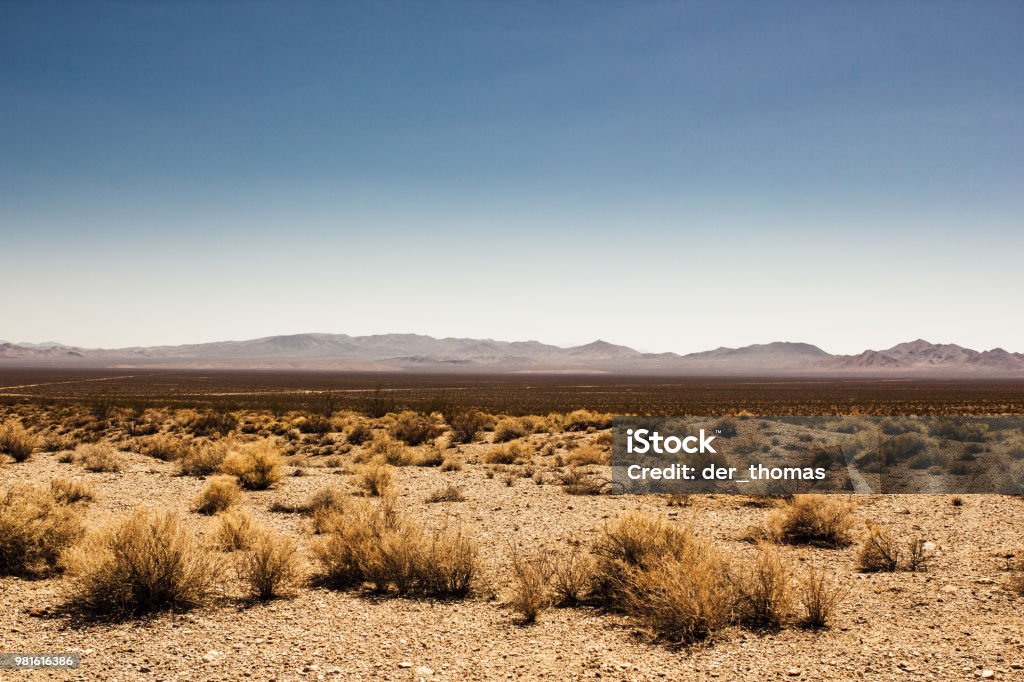 Deserted Death Valley in the desert Death Valley in the desert, cloudless sky and blue sky. Desert Area Stock Photo