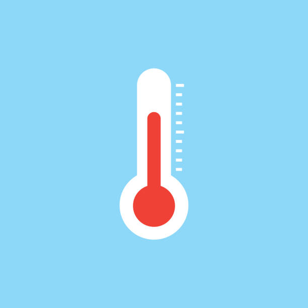 ilustraciones, imágenes clip art, dibujos animados e iconos de stock de termómetro plano icono - thermometer