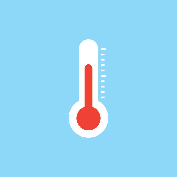 термометр плоский значок - thermometer cold heat climate stock illustrations