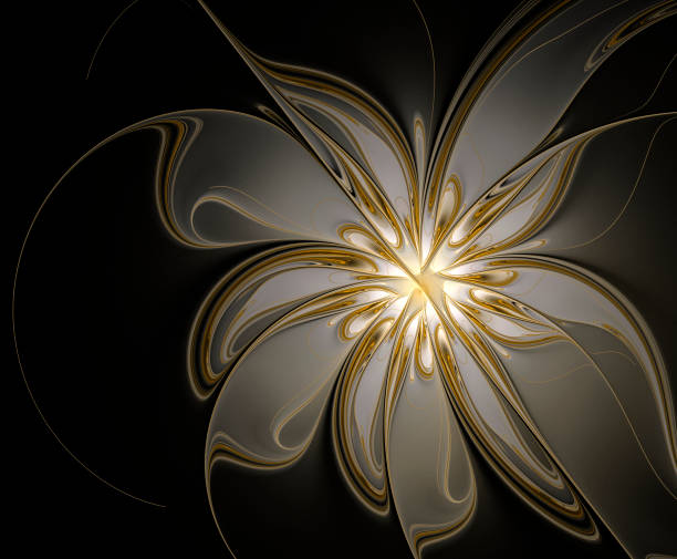 istock Fractal golden white flower 981631256