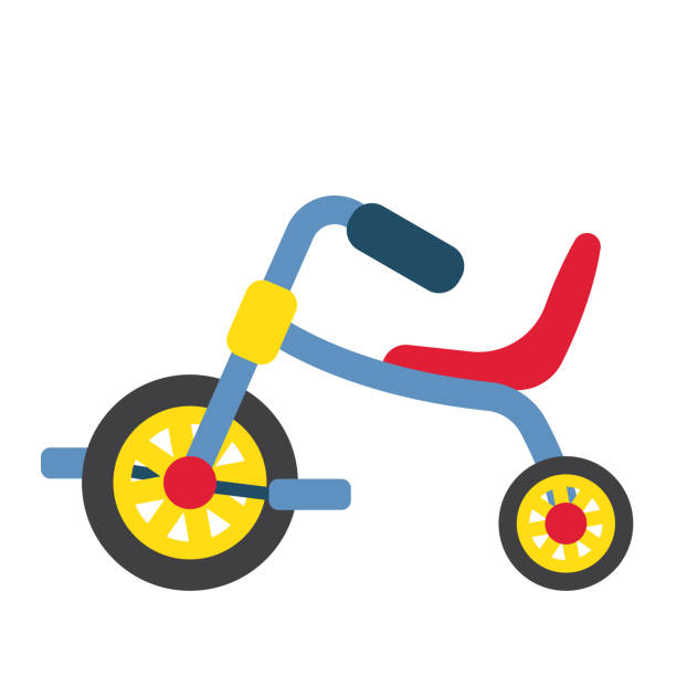 Children's Tricycle transportation cartoon character side view vector illustration Children's Tricycle transportation cartoon character side view isolated on white background vector illustration. tricycle stock illustrations