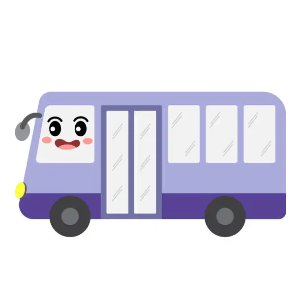 Vector illustration of Minibus transportation cartoon character side view vector illustration