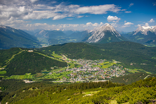 The serene view from Rosshütte looking down on Seefeld and the Inn River valley beyond.