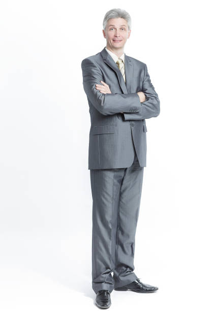 istock in full growth. successful modern businessman .isolated on a white 981644050