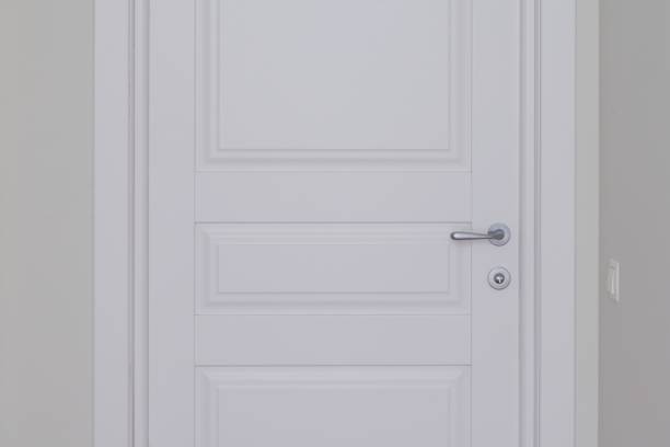 istock Closed white interior paint door in home interior 981652162