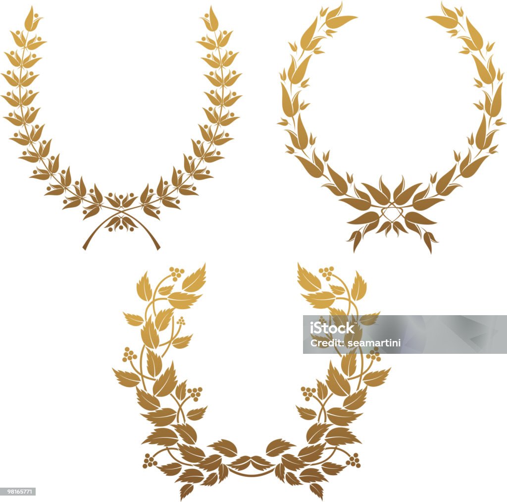 Golden laurel wreaths - Векторная графика Без людей роялти-фри