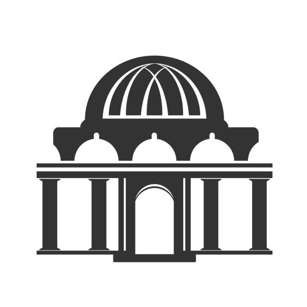 symbol budynku architektury wektorowej, budynek historyczny, czarna ikona prostej świątyni - cupola stock illustrations