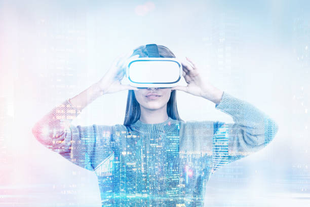 istock Woman in VR glasses, night cityscape 981661888