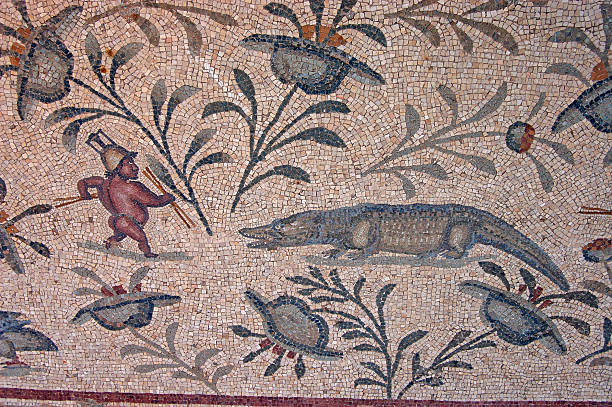 Crocodile Mosaic  ancient rome stock pictures, royalty-free photos & images