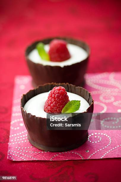 Chocolate Mousse With Raspberry Stock Photo - Download Image Now - Mousse - Dessert, White Chocolate, Chocolate Dessert Cup