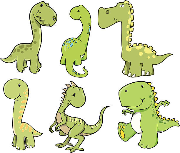 Cute Dinosaur Set vector art illustration