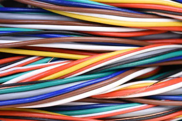 Photo of Colored electrical computer network cable