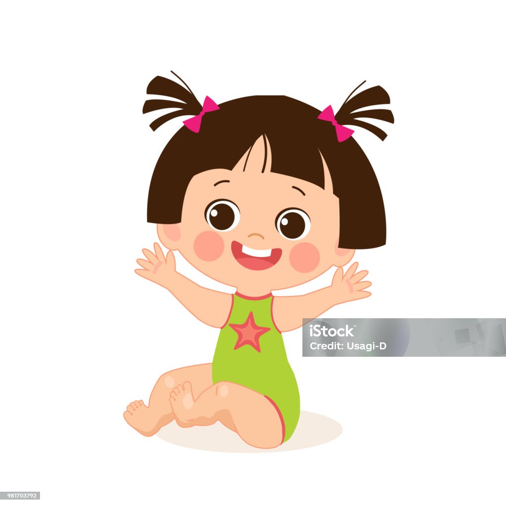 Happy Holidays Vector Baby Sitting Illustration Cute Baby Girl Cartoon  Little Kid On White Background Stock Illustration - Download Image Now -  iStock
