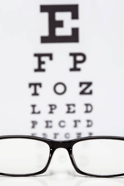 istock Eyeglasses with eye chart in the back 981711946