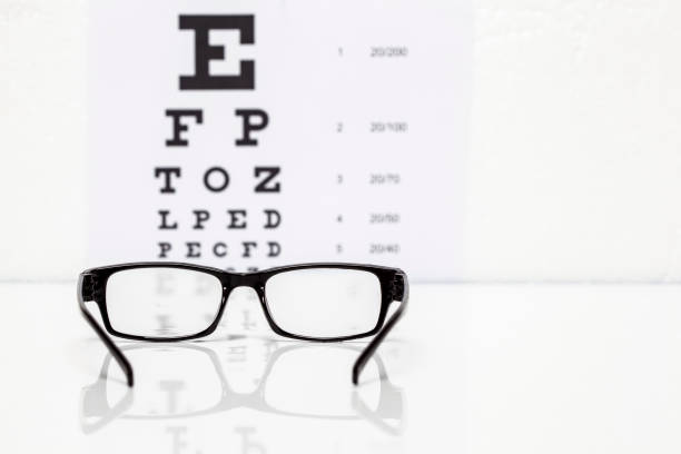 istock Eyeglasses with eye chart in the back 981717156
