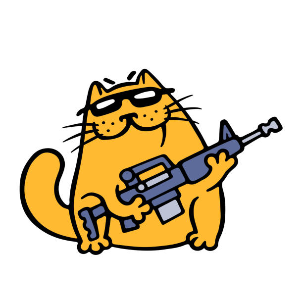 Cat Gangster With Assault Rifle Stock Illustration - Download Image Now -  Domestic Cat, Animal, Caricature - iStock