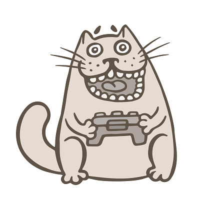Cat Plays In Cool Video Games Stock Illustration - Download Image Now -  Above, Anger, Animal - iStock