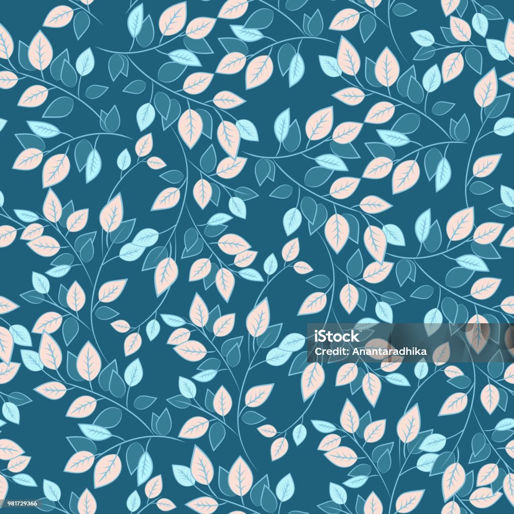 pattern with leaves 1 seamless pattern with blue and pink leaves. Stock vector - Leaf pattern for textile, wallpaper and decor Foliate Pattern stock vector