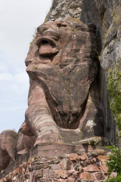 lion memorial called lion de belfort, in belfort france - belfort imagens e fotografias de stock