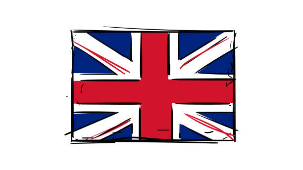 illustrazioni stock, clip art, cartoni animati e icone di tendenza di disegno a mano vettoriale dell'illustrazione dello schizzo della bandiera britannica e inglese - british flag dirty british culture flag