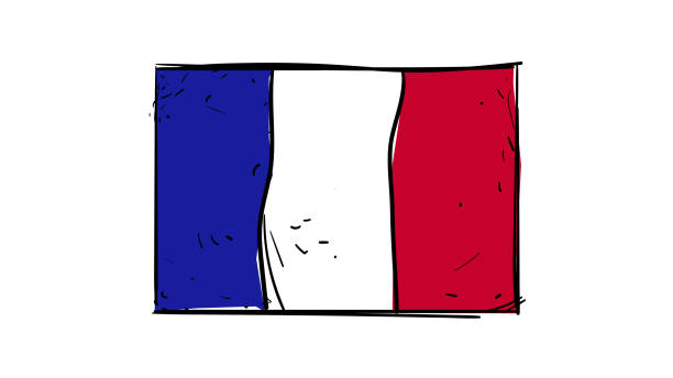 Vector hand drawing of France flag sketch illustration Sketch and hand drawing of countries flags illustrations french flag clip art stock illustrations