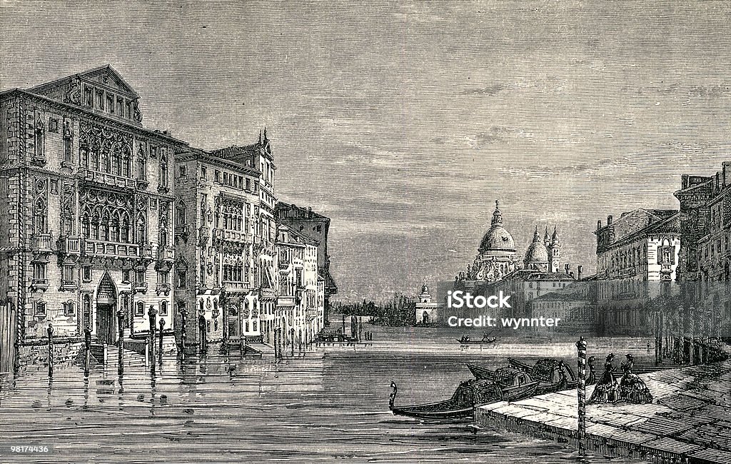 Palácios no grande Canal, Victorian Era - Royalty-free Gravação Ilustração de stock