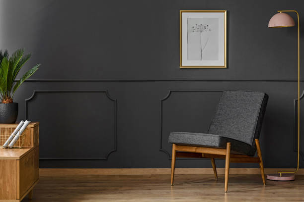 istock Black chair in room interior 981745704