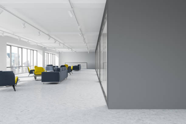 istock Luxury gray office waiting rooom and lobby, dark 981745706