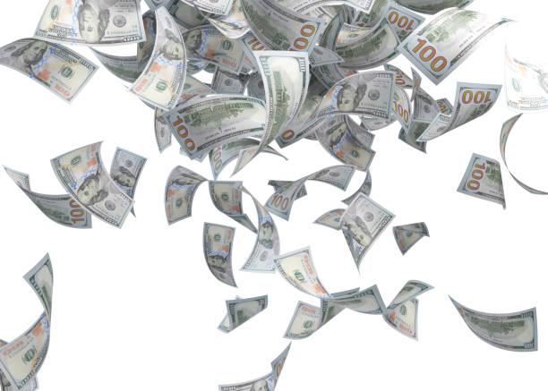 istock One Hundred American Dollar Bills Falling On White Background 981745712