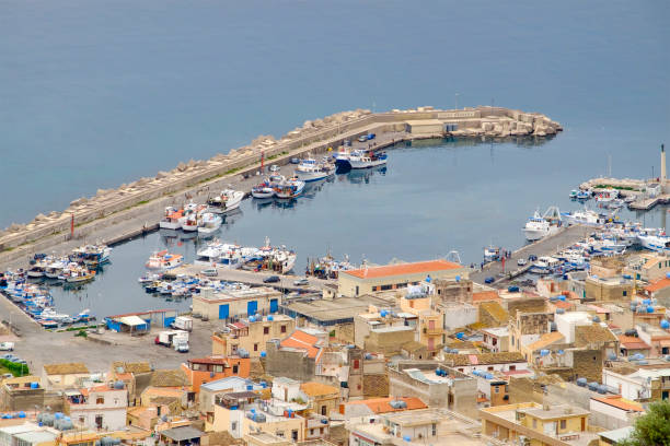 Fishing boats moored at Porto Bagnera, the harbor of Porticello in the commune of Santa Flavia, on the Tyrrhenian coast of Sicily.