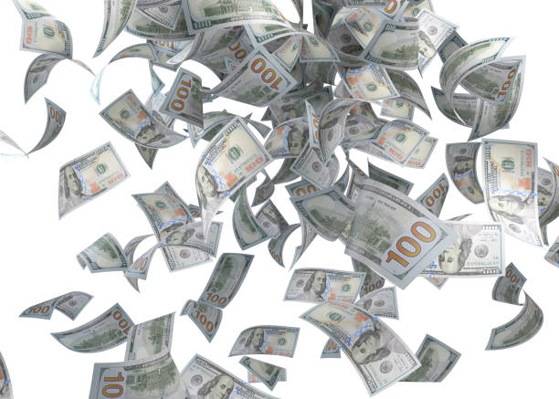istock One Hundred American Dollar Bills Falling On White Background 981746248