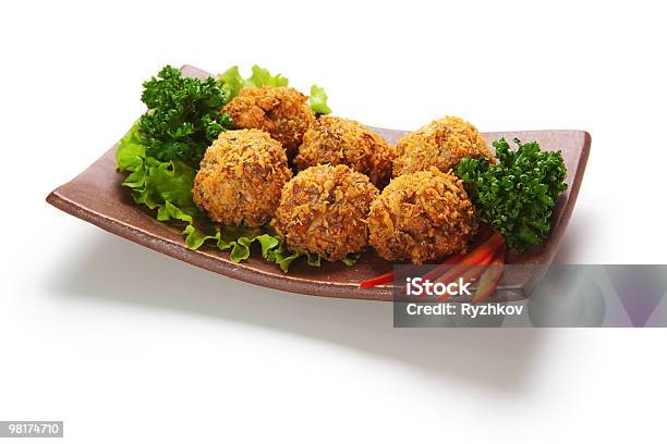 Foto de Croquete De Salmão e mais fotos de stock de Alface - Alface, Almoço, Amarelo