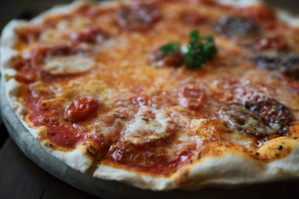 istock Pizza with tomato and eggplant , Italian food 981753310